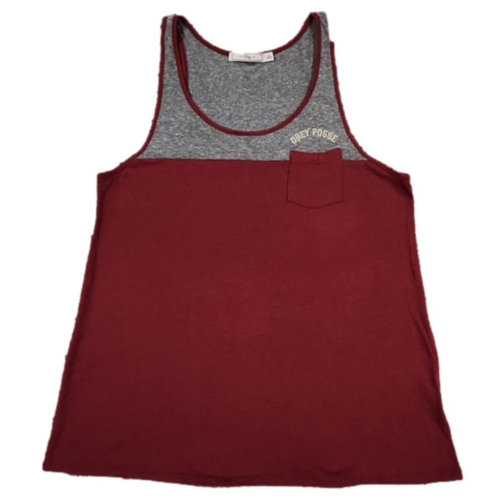 3/$20 Obey Posse Maroon & Gray Beach Tank Top